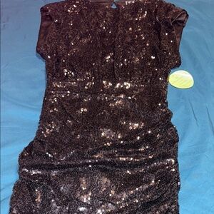 Windsor Black Sequin Mini Dress with Dolman Sleeves